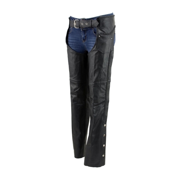 Hot Leathers Braided Leather Riding Chaps - Picture 2 of 13